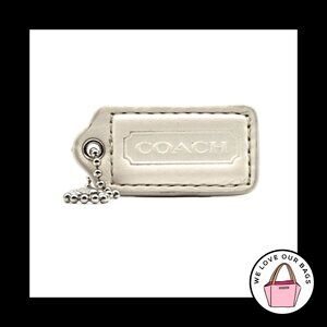 2" Medium COACH White Leather Nickel Key Fob Bag Charm Keychain Hang Tag